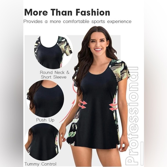 NWT ECUPPER One Piece Shaping Swim Dress Medium - Picture 4 of 9